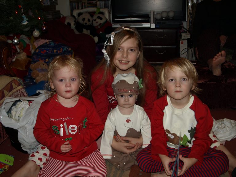 Kids in christmas pyjamas