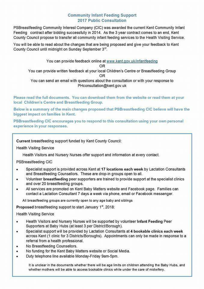 Breastfeeding service in Kent consultation document 1