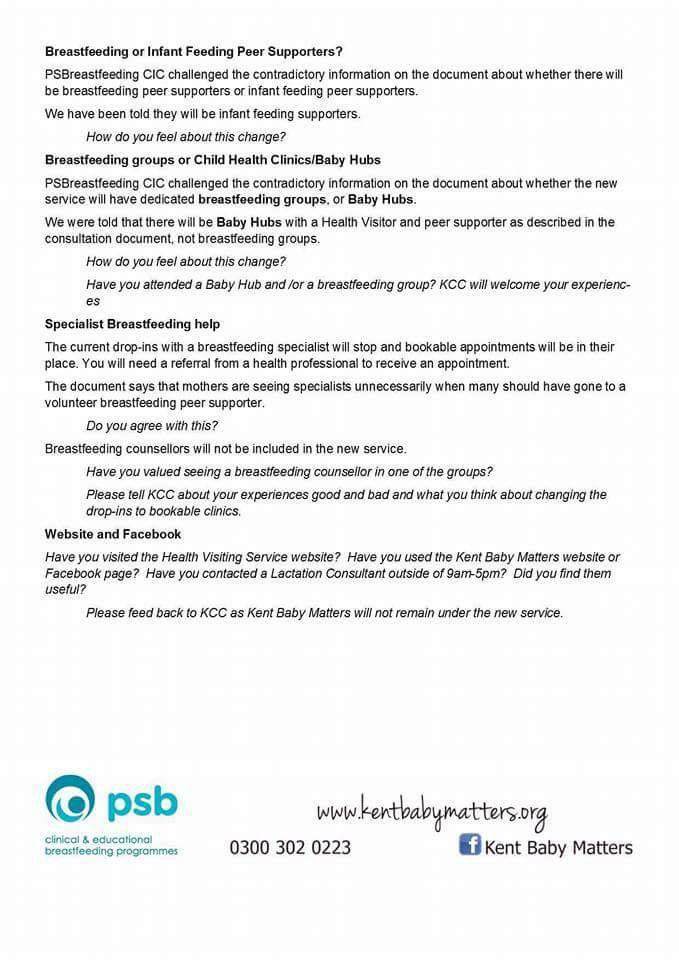 Breastfeeding service in Kent consultation document 2