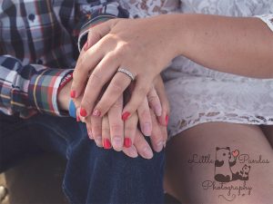 Engagment close up of couples hands